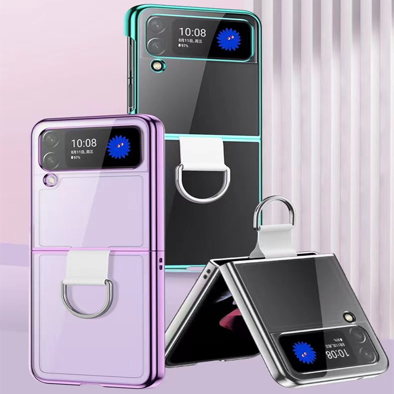 Samsung zflip4 fold phone case, Metal Ring snap phone case, fold smartphone protection case