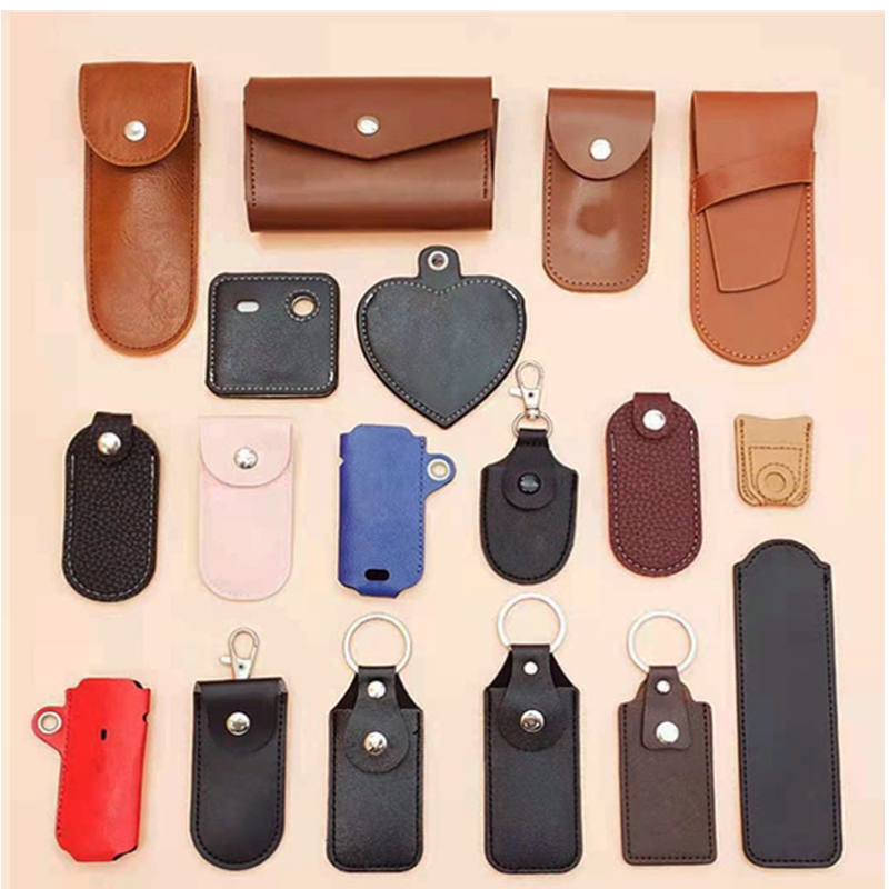 Boucle clé en cuir, étui en cuir USB Drive, divers petits articles en cuir, étui de carte de portefeuille en cuir